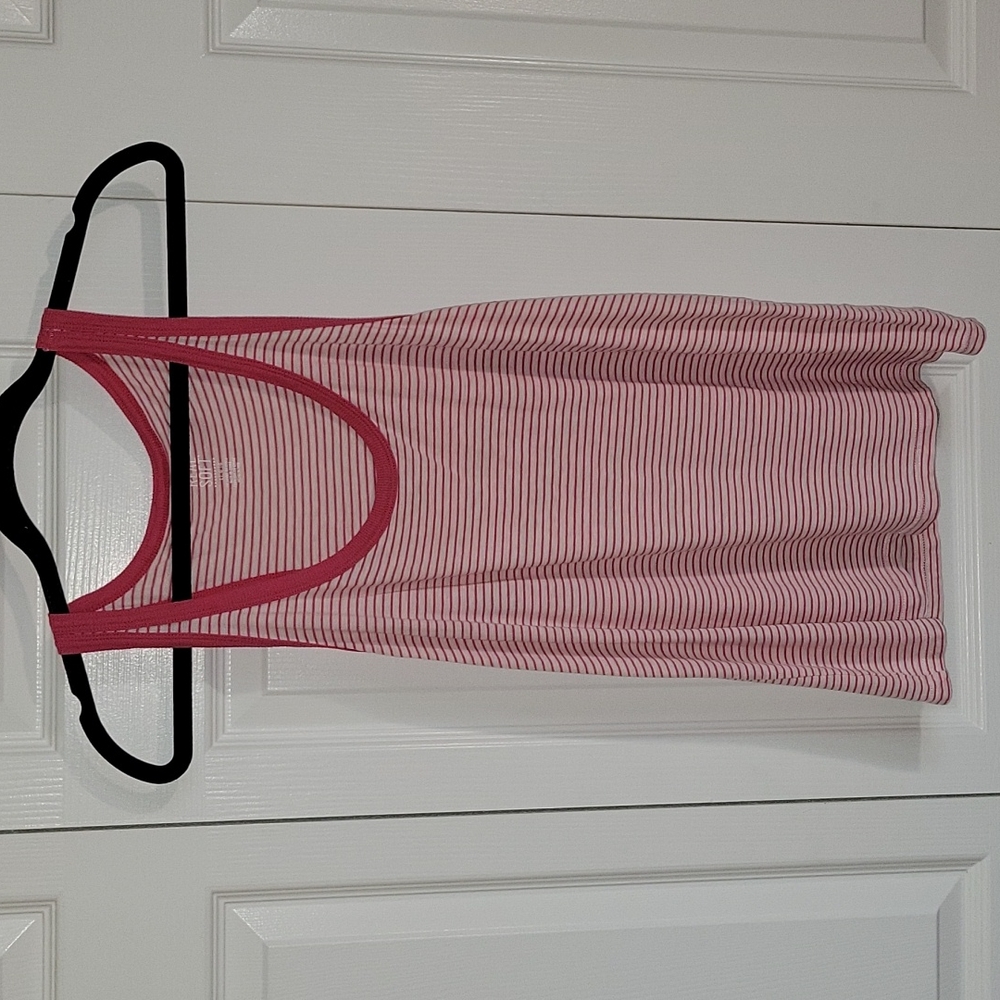 American Eagle Real Soft pink and white striped tank, size large